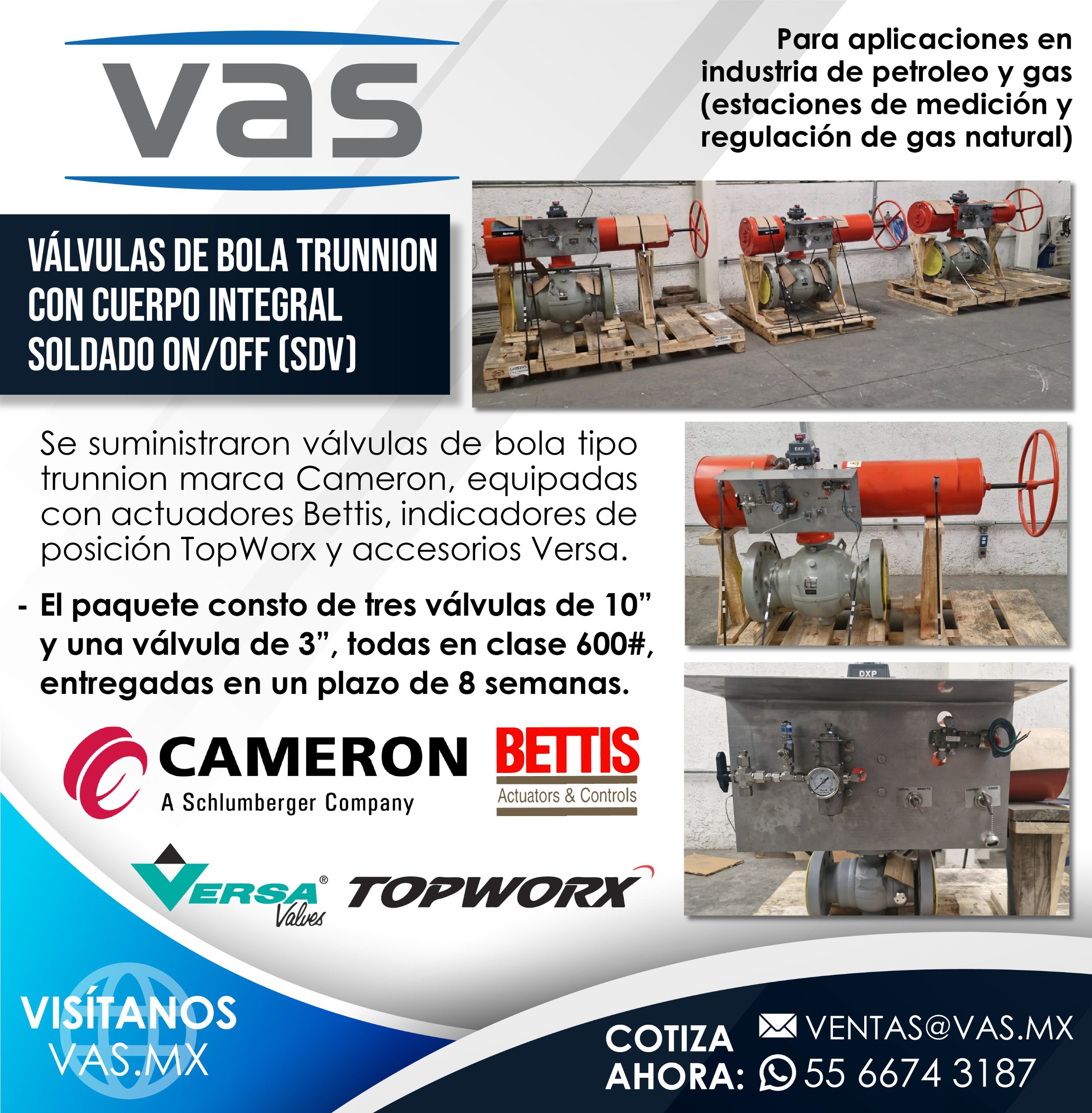 Válvulas SDV para proyectos de Gas Natural