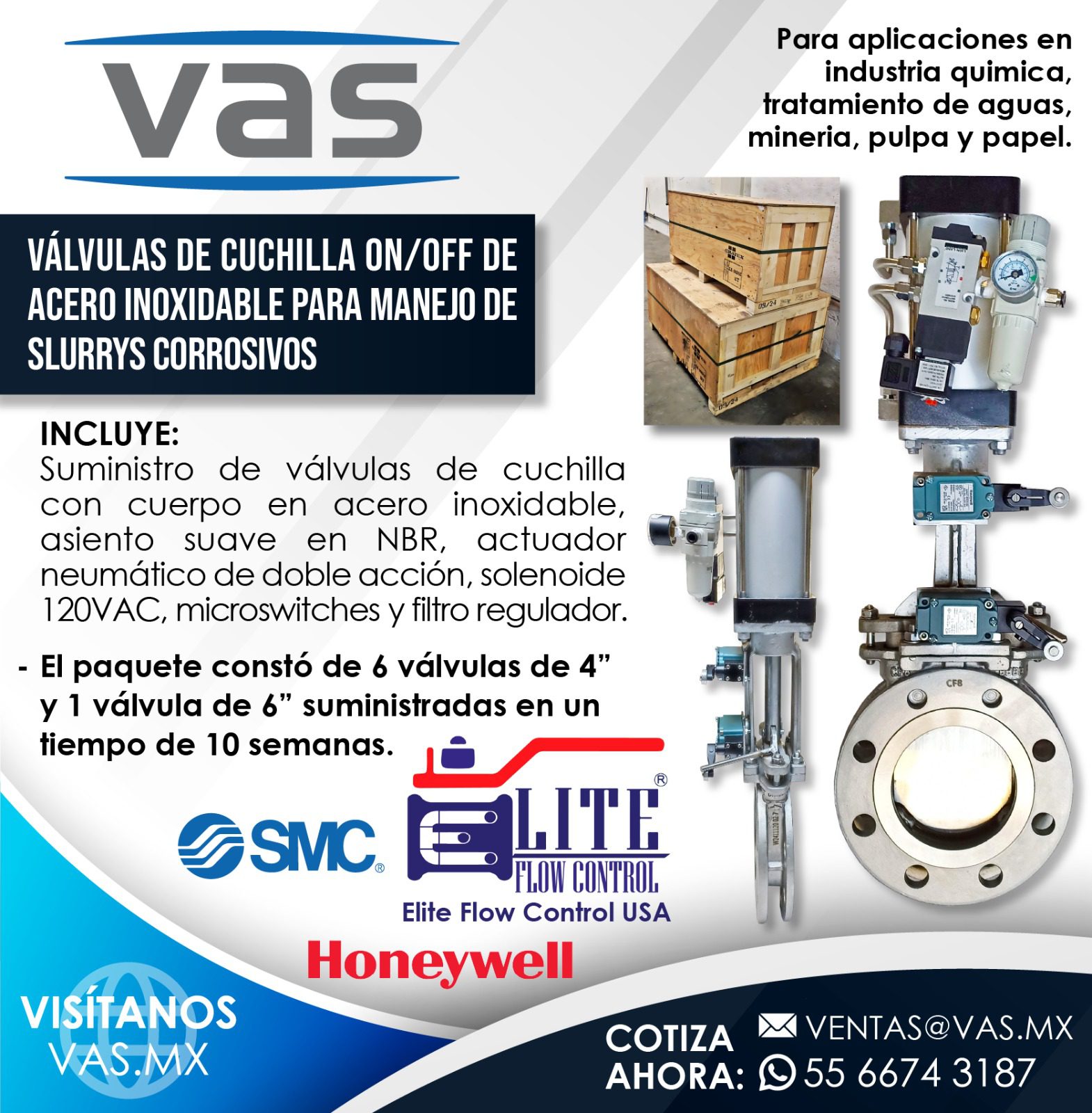 Válvulas de cuchilla para slurrys corrosivos