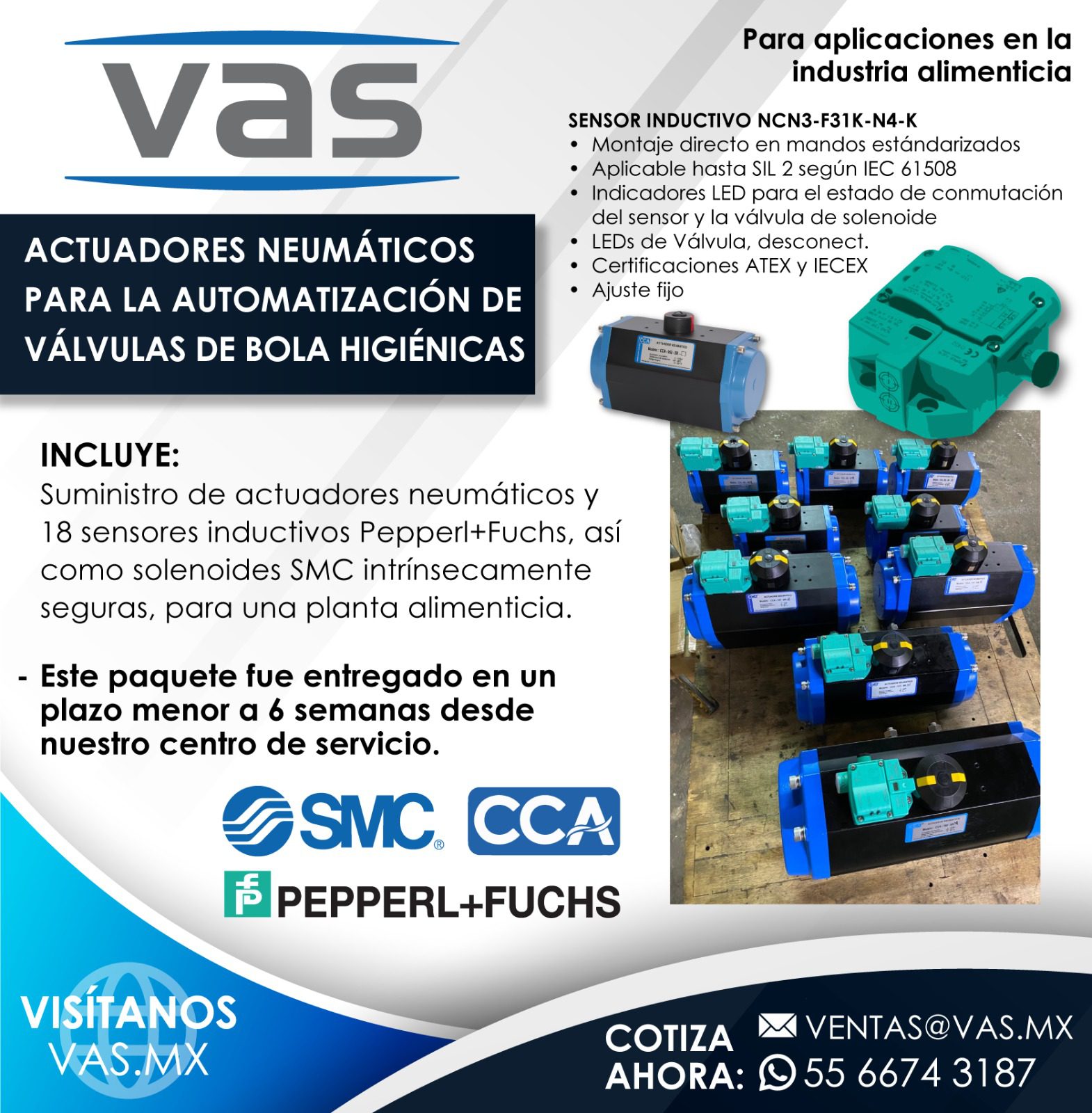 Actuadores neumáticos para la industria alimenticia