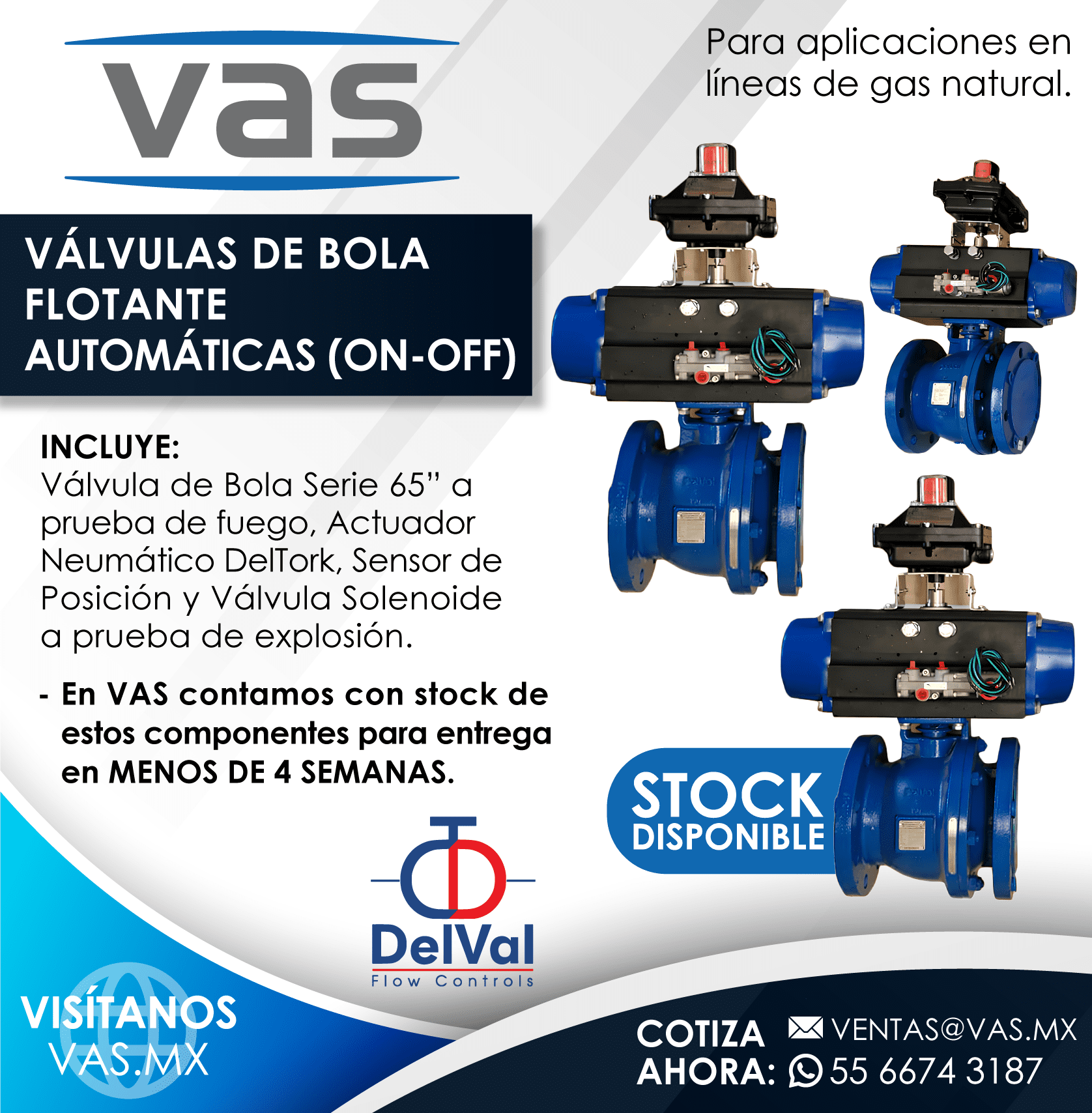 Válvulas a prueba de explosión para corte de gas natural