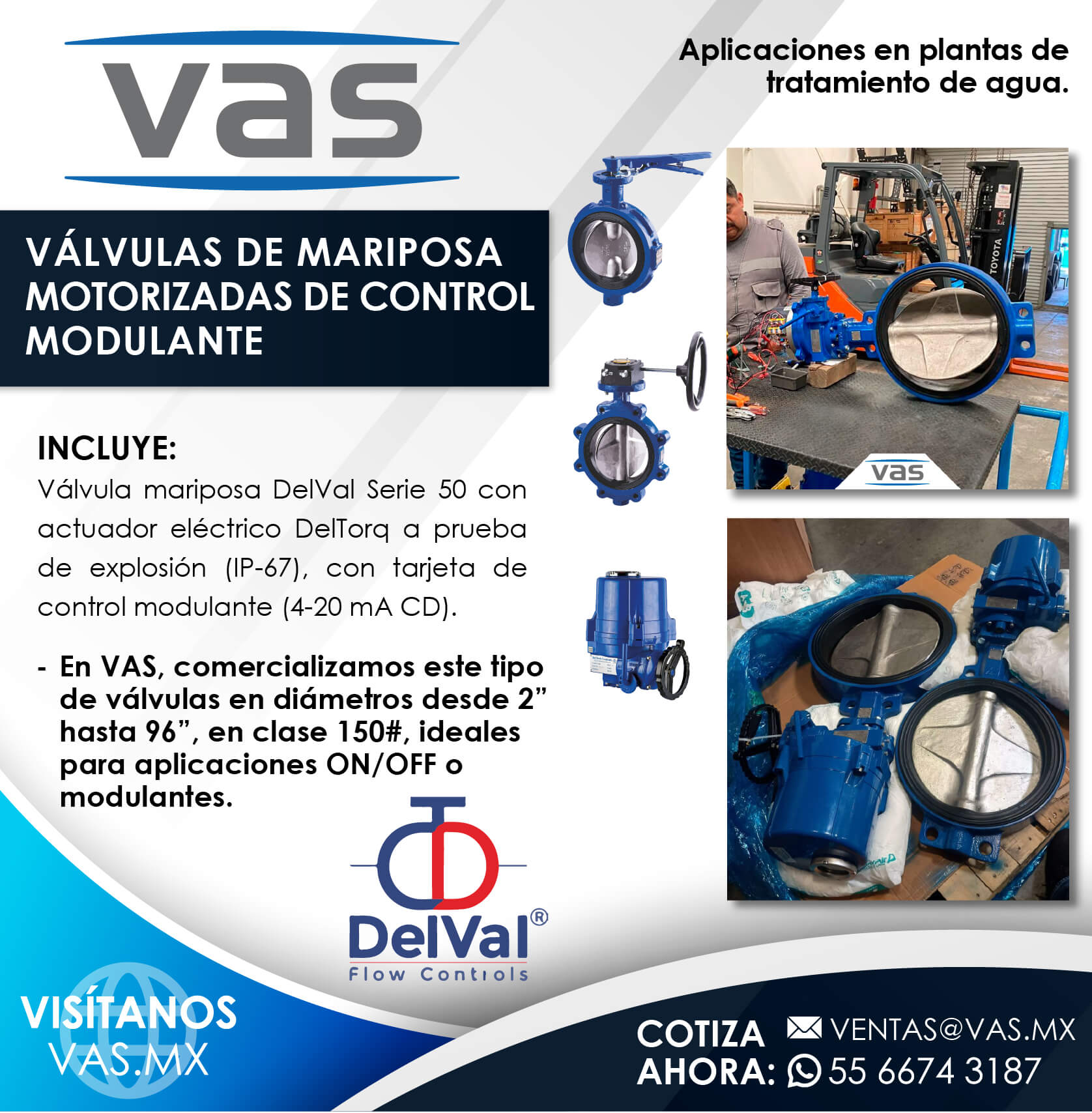 Válvulas mariposa motorizadas para plantas de tratamiento de agua